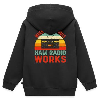 Funk Amateur Funker Funken Radio Hobby Cadeau - Sweat Premium à capuche zippé enfant bio - noir - Dos - AI Model Kid Male (0cm)