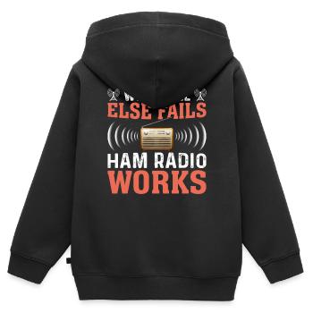 Funk Amateur Funker Funken Radio Hobby Cadeau - Sweat Premium à capuche zippé enfant bio - noir - Dos - AI Model Kid Male (0cm)