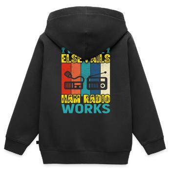 Funk Amateur Funker Funken Radio Hobby Cadeau - Sweat Premium à capuche zippé enfant bio - noir - Dos - AI Model Kid Male (0cm)