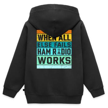 Funk Amateur Funker Funken Radio Hobby Cadeau - Sweat Premium à capuche zippé enfant bio - noir - Dos - AI Model Kid Male (0cm)