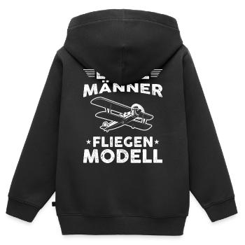 Modellfliegen | Männer Geschenkidee Modellflug - Kinder Premium Organic Zip Hoodie - Schwarz - Hinten - AI Model Kid Male (0cm)