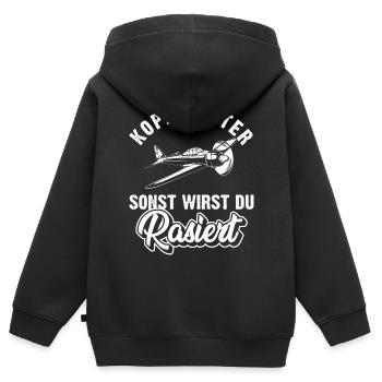 Modellfliegen Modellflug Spruch - Kinder Premium Organic Zip Hoodie - Schwarz - Hinten - AI Model Kid Male (0cm)