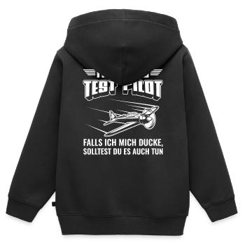 Modellfliegen | Modellflug Pilot Geschenk - Kinder Premium Organic Zip Hoodie - Schwarz - Hinten - AI Model Kid Male (0cm)