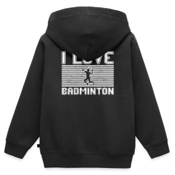 I love badminton - Kinder Premium Organic Zip Hoodie - Schwarz - Hinten - AI Model Kid Male (0cm)