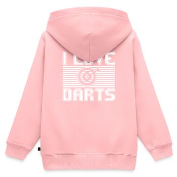 J’adore les fléchettes - Sweat Premium à capuche zippé enfant bio - rose - Dos - AI Model Kid Female (0cm)