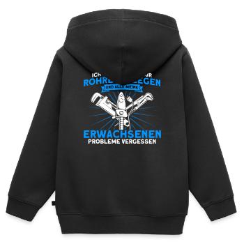 Sanitär Klempner Anlagenmechaniker Geschenk - Kinder Premium Organic Zip Hoodie - Schwarz - Hinten - AI Model Kid Male (0cm)