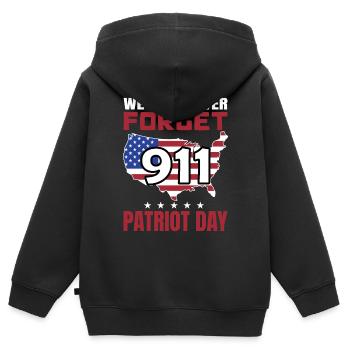 Patriot Day 9 11 USA Amerika - Kinder Premium Organic Zip Hoodie - Schwarz - Hinten - AI Model Kid Male (0cm)