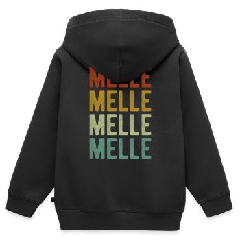 Melle City Rétro Vintage - Sweat Premium à capuche zippé enfant bio - noir - Dos - AI Model Kid Male (0cm)