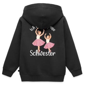 Große Schwester Ballerina Schwestern Geschenkidee - Kinder Premium Organic Zip Hoodie - Schwarz - Hinten - AI Model Kid Male (0cm)