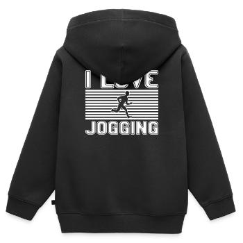 I love jogging - Kinder Premium Organic Zip Hoodie - Schwarz - Hinten - AI Model Kid Male (0cm)