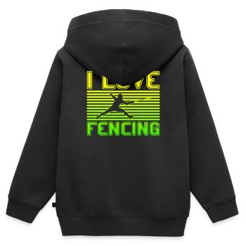 I love fencing - Kinder Premium Organic Zip Hoodie - Schwarz - Hinten - AI Model Kid Male (0cm)