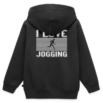 I love jogging - Kinder Premium Organic Zip Hoodie - Schwarz - Hinten - AI Model Kid Male (0cm)