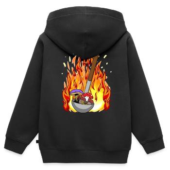 Pilze Kochkunst feurig giftig Mittelalter Küche - Kinder Premium Organic Zip Hoodie - Schwarz - Hinten - AI Model Kid Male (0cm)