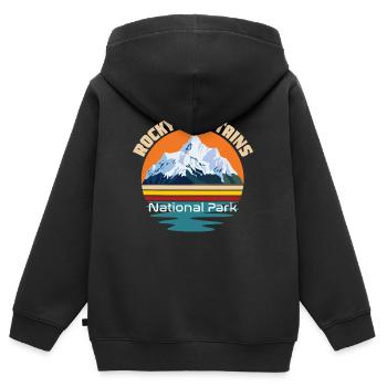 Nationalpark Rocky Mountains Wandern Camping Color - Kinder Premium Organic Zip Hoodie - Schwarz - Hinten - AI Model Kid Male (0cm)