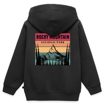 Rocky Mountain Wandern Camping Colorado Nationalpa - Kinder Premium Organic Zip Hoodie - Schwarz - Hinten - AI Model Kid Male (0cm)