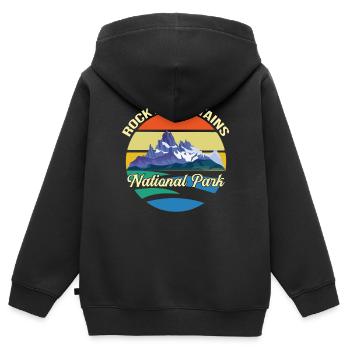 Nationalpark Souvenir Rocky Mountains Wandern Camp - Kinder Premium Organic Zip Hoodie - Schwarz - Hinten - AI Model Kid Male (0cm)
