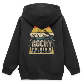 Rocky Mountains Souvenir Nationalpark Wandern Camp - Kinder Premium Organic Zip Hoodie - Schwarz - Hinten - AI Model Kid Male (0cm)