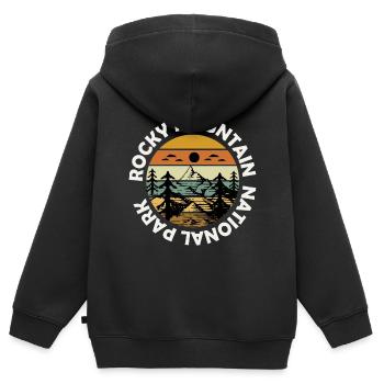 Rocky Mountains Colorado Nationalpark Wandern Camp - Kinder Premium Organic Zip Hoodie - Schwarz - Hinten - AI Model Kid Male (0cm)