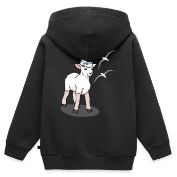 North Sea Baltic Sea Sheep Seagulls Coast Northern Germany - Kids Premium Organic Zip-up Hoodie - black - Back - AI Model Kid Male (0cm)