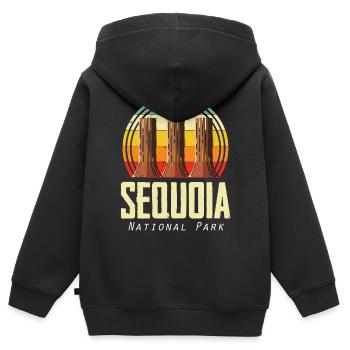 Parc national de Sequoia Sequoias Randonnée Nature Cam - Sweat Premium à capuche zippé enfant bio - noir - Dos - AI Model Kid Male (0cm)