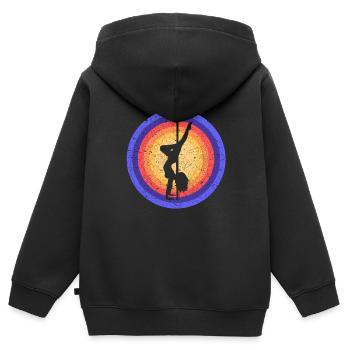 Pole Dance Girls Silhouette Pole Dancer Pole - Sweat Premium à capuche zippé enfant bio - noir - Dos - AI Model Kid Male (0cm)
