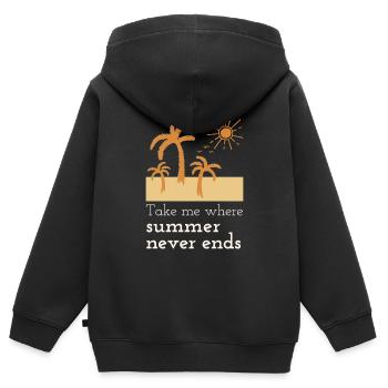 Sommer Palmen Strand Sonne Urlaub - Kinder Premium Organic Zip Hoodie - Schwarz - Hinten - AI Model Kid Male (0cm)