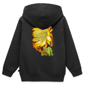 Vintage-Kaktusblüte, viktorianische Illustration - Kinder Premium Organic Zip Hoodie - Schwarz - Hinten - AI Model Kid Male (0cm)