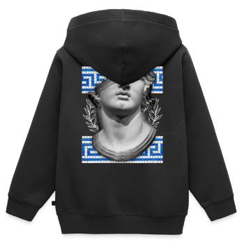 Griechenland, antike Skulptur, Mäandermuster - Kinder Premium Organic Zip Hoodie - Schwarz - Hinten - AI Model Kid Male (0cm)