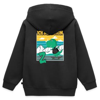Dino Geburtstagsmotiv 2 Jahre Jungen Geschenkidee - Kinder Premium Organic Zip Hoodie - Schwarz - Hinten - AI Model Kid Male (0cm)