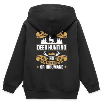 Chasseur de cerfs Buck Oui I - Sweat Premium à capuche zippé enfant bio - noir - Dos - AI Model Kid Male (0cm)