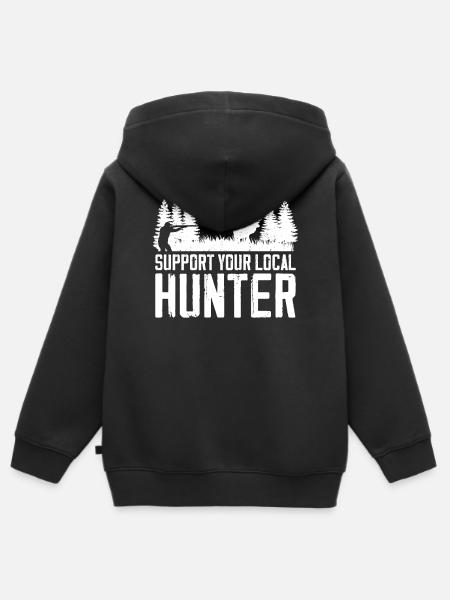Buck Deer Hunting Hunter Support - Premium børne zip-hættetrøje økologisk - sort