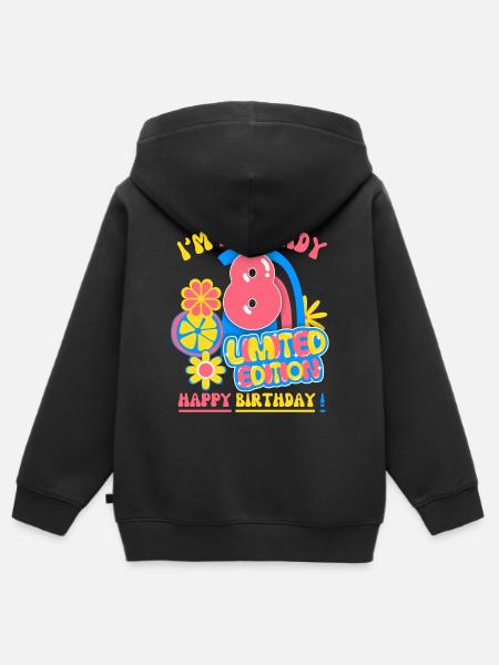 Cumpleaños niños-niños 8 años, cumpleaños infantil - Sudadera Premium con capucha y cremallera infantil orgánica - negro