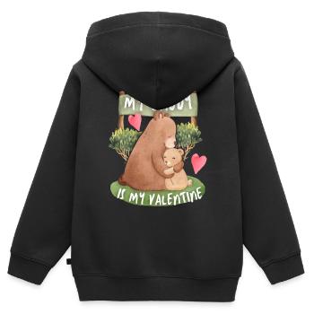 Daddy-Is-My-Valentine, Bear Love Love - Kids Premium Organic Zip-up Hoodie - black - Back - AI Model Kid Male (0cm)