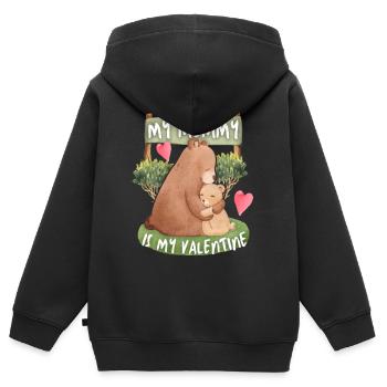 Mama-Is-My-Valentine, Mommy-Is-My-Valentine - Kids Premium Organic Zip-up Hoodie - black - Back - AI Model Kid Male (0cm)