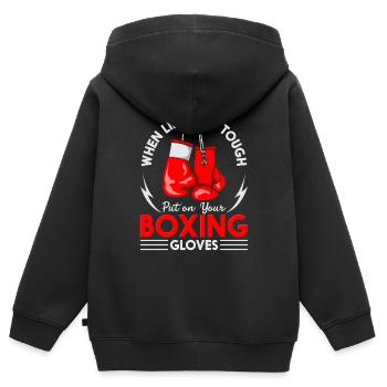 Put On Your Boxing Gloves Ringkampf Boxkampf Boxen - Kinder Premium Organic Zip Hoodie - Schwarz - Hinten - AI Model Kid Male (0cm)