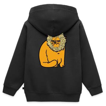 zoo animaux zoo lion chat zoologie bien-être animal mal - Sweat Premium à capuche zippé enfant bio - noir - Dos - AI Model Kid Male (0cm)