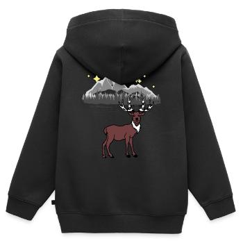 Wildnis Wildtiere Natur Hirsch Elch Naturliebhaber - Kinder Premium Organic Zip Hoodie - Schwarz - Hinten - AI Model Kid Male (0cm)