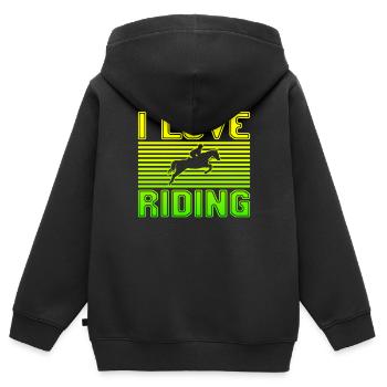 J’adore rouler - Sweat Premium à capuche zippé enfant bio - noir - Dos - AI Model Kid Male (0cm)