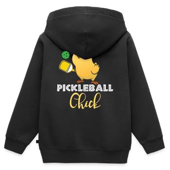 Pickleball-Chic, Joueur de Pickleball - Sweat Premium à capuche zippé enfant bio - noir - Dos - AI Model Kid Male (0cm)