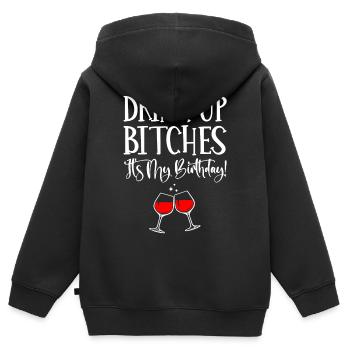 Trink Hündinnen, Es Ist Mein Geburtstag - Kinder Premium Organic Zip Hoodie - Schwarz - Hinten - AI Model Kid Male (0cm)