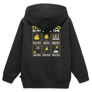 Rubber Duck Fan, Rubber Ducks - Kids Premium Organic Zip-up Hoodie - black - Back - AI Model Kid Male (0cm)