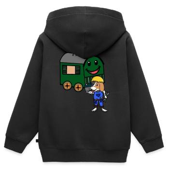 Bauwagen Handwerker Handwerk Zimmermann Hütte - Kinder Premium Organic Zip Hoodie - Schwarz - Hinten - AI Model Kid Male (0cm)