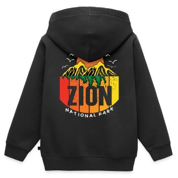 Parc national de Zion Utah Canyon Souvenir Hiking Cam - Sweat Premium à capuche zippé enfant bio - noir - Dos - AI Model Kid Male (0cm)