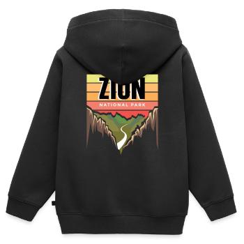 Parc national Souvenir Utah Zion Canyon Nature Wall - Sweat Premium à capuche zippé enfant bio - noir - Dos - AI Model Kid Male (0cm)