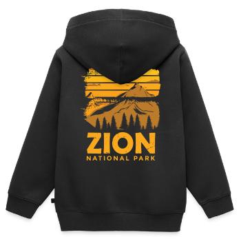 Parc national de Zion Canyon de l’Utah Campin de randonnée naturelle - Sweat Premium à capuche zippé enfant bio - noir - Dos - AI Model Kid Male (0cm)