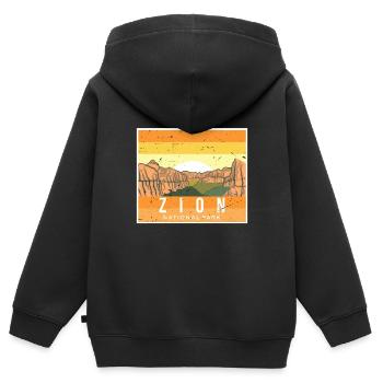 Parc national de Zion Utah Canyon Souvenir - Sweat Premium à capuche zippé enfant bio - noir - Dos - AI Model Kid Male (0cm)