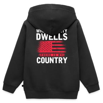 US patriotic quotes, patriot, patriots - Kids Premium Organic Zip-up Hoodie - black - Back - AI Model Kid Male (0cm)