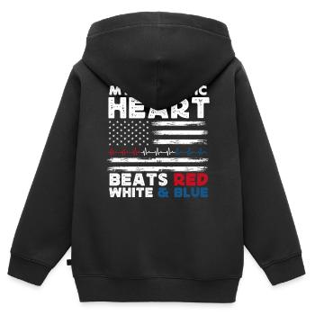 US patriotic quotes, patriot, patriots - Kids Premium Organic Zip-up Hoodie - black - Back - AI Model Kid Male (0cm)