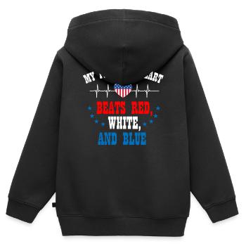 US patriotic quotes, patriot, patriots - Kids Premium Organic Zip-up Hoodie - black - Back - AI Model Kid Male (0cm)