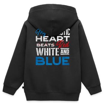 US patriotic quotes, patriot, patriots - Kids Premium Organic Zip-up Hoodie - black - Back - AI Model Kid Male (0cm)